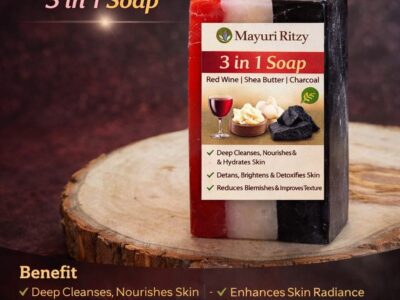 3-in-1 Soap with Red Wine, Shea Butter, and Charcoal - 100g