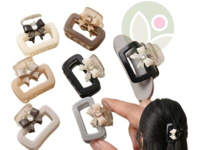 Bow Accent Square Hair Claw Clips