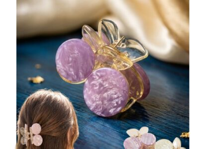 Marble Disc Butterfly Hair Claw Clips