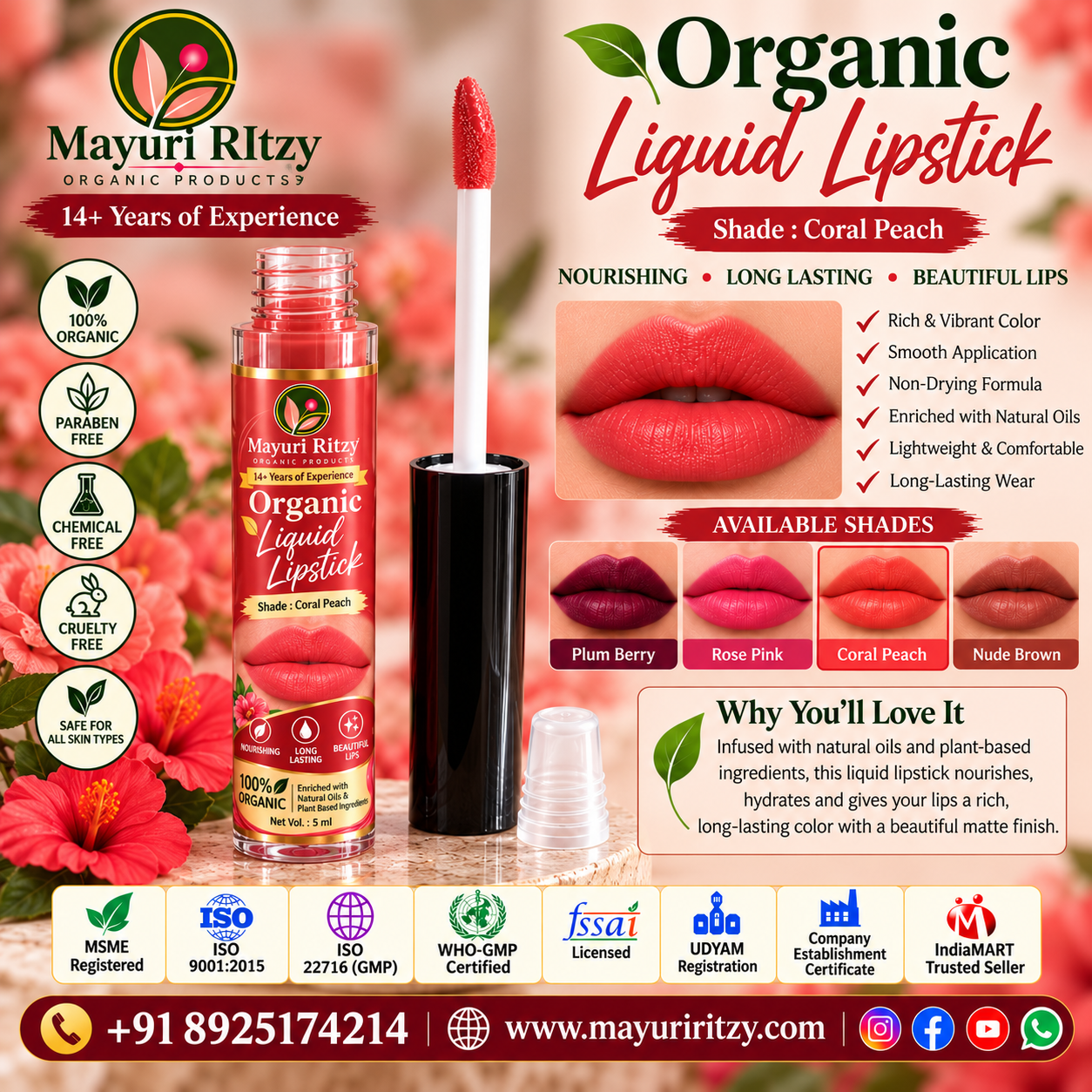 Mayuri Ritzy Organic Liquid Lipstick