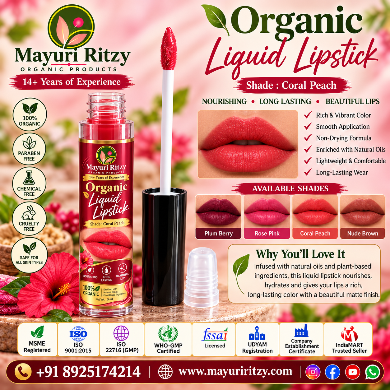Mayuri Ritzy Organic Liquid Lipstick