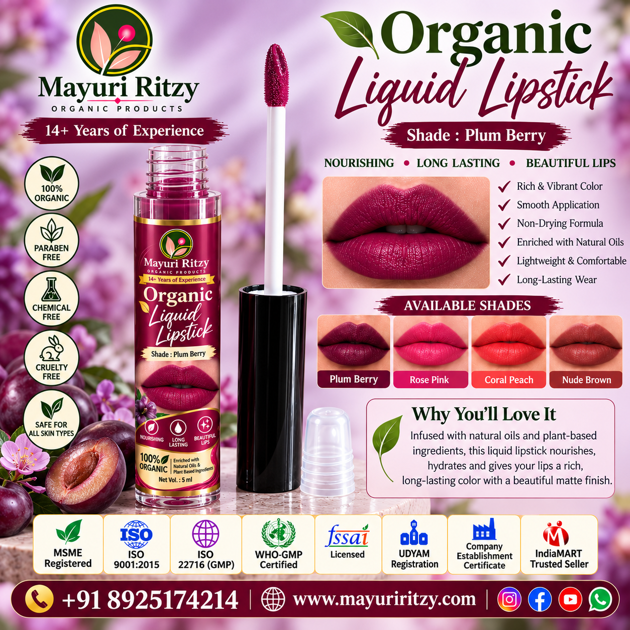 Mayuri Ritzy Organic Liquid Lipstick