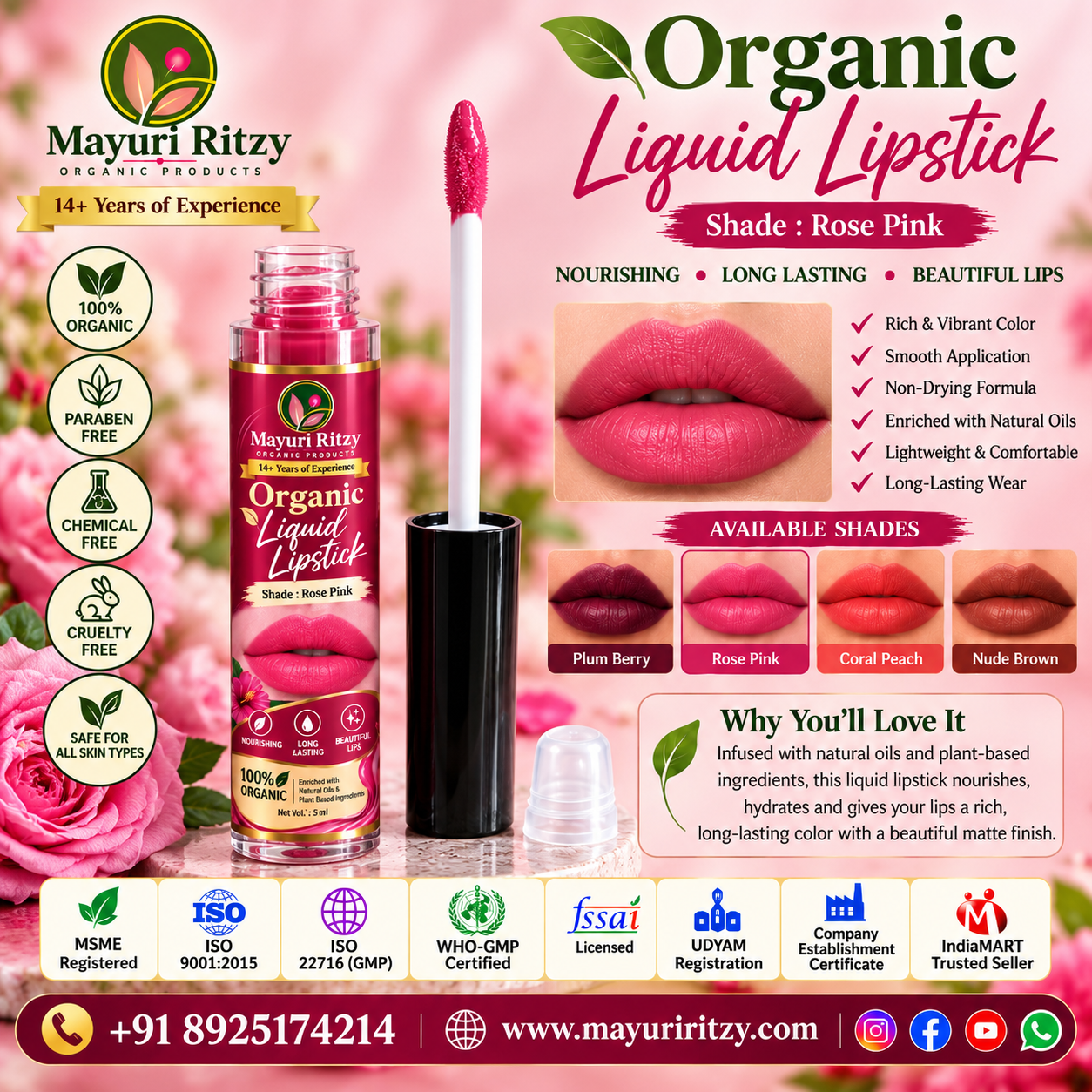 Mayuri Ritzy Organic Liquid Lipstick